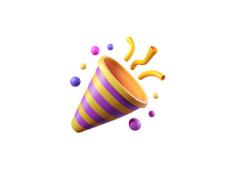 Obraz premium Birthday gift 3D-Colorful Party Popper with Confetti and Streamers – Perfect for Celebrations, Festivals, and Special Occasions