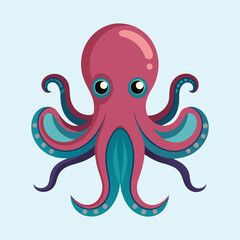 A cute cartoon octopus with big eyes and swirling tentacles illustration