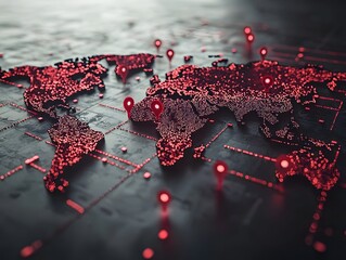 A world map highlighting real time data trends and insights