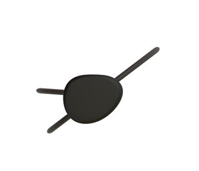 Pirate eye patch blindfold mask black silhouette 3D illustration. Corsair Halloween simple eyepatch
