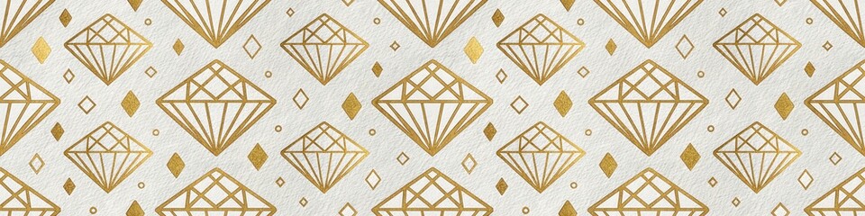 Seamless geometric diamond pattern with gold accents on a light textured background.