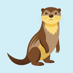 Cute cartoon otter standing up with a light blue background image