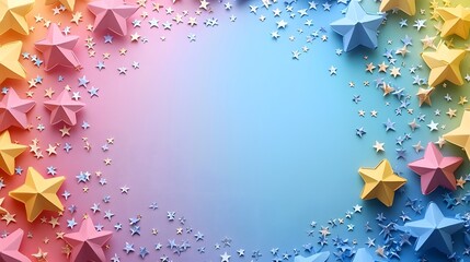 Vibrant Rainbow Stars Framing a Blank Gift Card