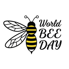 World Bee Day text lettering, Hand drawn vector art, typography silhouette vector art illustration