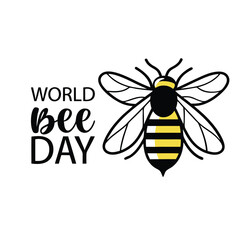 World Bee Day text lettering, Hand drawn vector art, typography silhouette vector art illustration