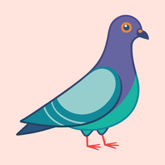 Stylized Pigeon Illustration with Smooth Geometric Shapes and Soft Color Palette