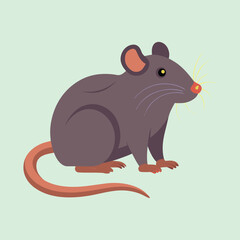 Stylized Cartoon Illustration of a Gray Mouse with Pink Nose and Whiskers