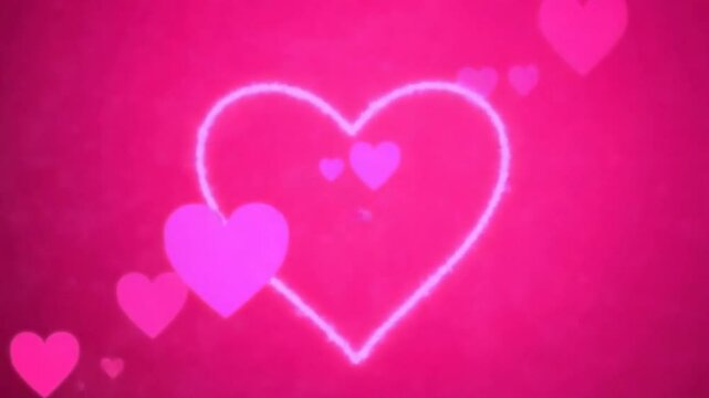 Pink Glow Heart Particles Background