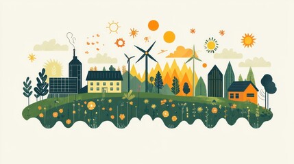 Sustainable urban landscape with renewable energy