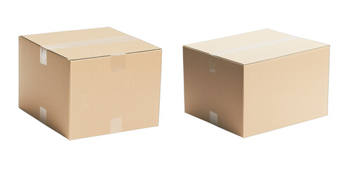 Fototapeta premium Plain cardboard boxes for shipping and storage purposes, isolated on transparent background, png