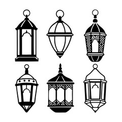 Vintage Islamic Lamp Silhouette – Eid Light Icons


