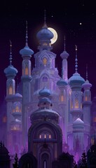 Obraz premium Magical night castle fantasy illustration