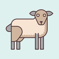 Simple Line Art Depiction of a Sheep on a Light Blue Background