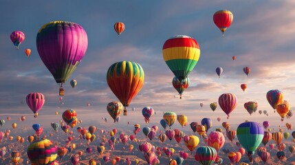 Obraz premium A colorful hot air balloon festival with many different colored balloons