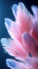 Delicate, pastel pink and blue feathers