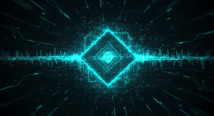 Futuristic digital abstract with interconnected networks and dynamic wave patterns