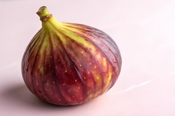 Photorealistic Close-Up of a Ripe Fig on Pale Pink Background – Minimalist Organic Still Life