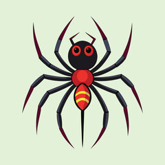 Cartoon spider with eight legs and an evil or funny look