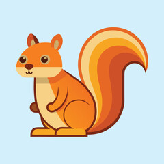 Stylized squirrel illustration with retro design elements and a blue background plane