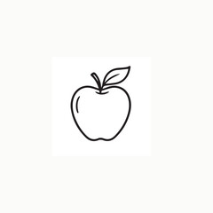 Minimalist Apple Line Art – Black and White Vector Illustration