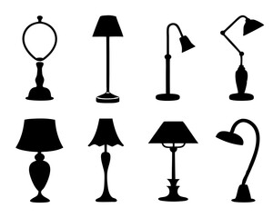 Obraz premium Interior Lamp Silhouette set – Vector Furniture Icons