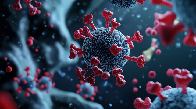 HIV (Human Immunodeficiency Virus) has a lipid bilayer envelope with surface glycoproteins protruding, giving it a rough, spiky appearance. Although it is not inherently pigmented