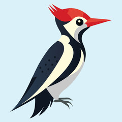 Stylized Illustration of a Woodpecker with Red Crest and Black Markings