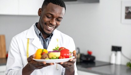 Smiling man with veggies