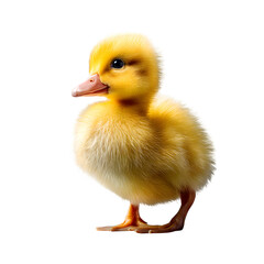 Fototapeta premium A baby duckling waddling, fluffy texture, transparent background