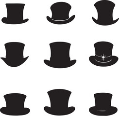 Top Hats Silhouette Vector Graphics Formal Wear Fashion Design Icons