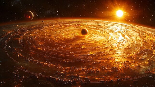Long elliptical orbits of Sedna VP113 with Sun at distant focus Sedna and VP113 Extreme aphelion path visual Orbit illustration Digital art