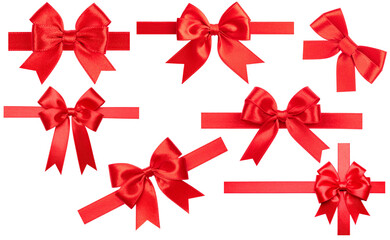 Rote schleifen set isoliert auf weißen Hintergrund, Freisteller 