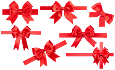 Rote schleifen set isoliert auf weißen Hintergrund, Freisteller 