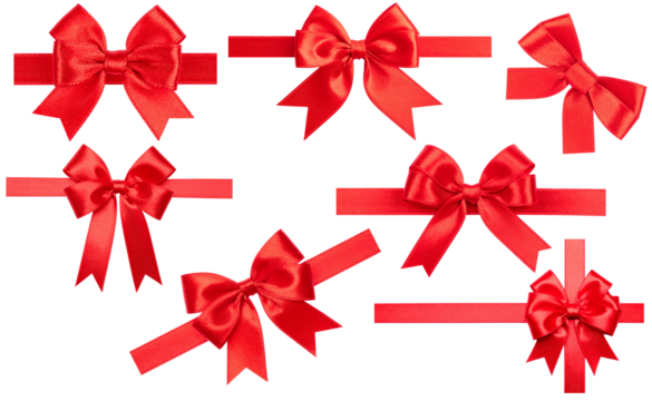 Rote schleifen set isoliert auf weißen Hintergrund, Freisteller 