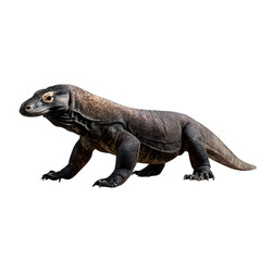 A Komodo dragon walking slowly, realistic texture, transparent background