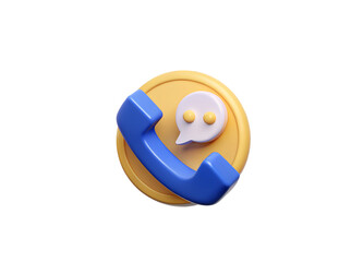 3D Phone Icon with Chat Bubble &ndash; Perfect for Communication and Customer Support Platforms
