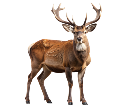 A full-body, realistic deer isolated on a trasparent background