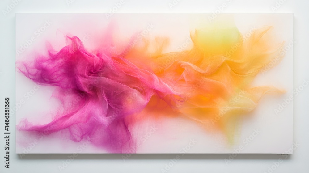 Poster this abstract canvas displays layered translucent orbs in bold neon tones, blending pink, orange, an