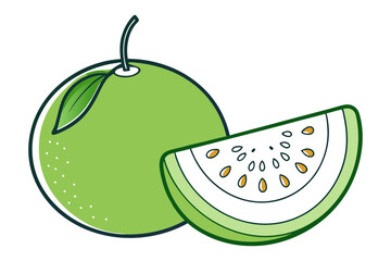 Obraz premium Juicy guava fruit illustration with slice