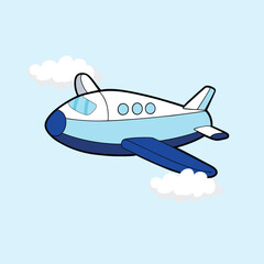 Airplane Flying Cartoon Clipart Vector Image