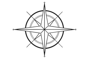 Compass icon line drawing illustration