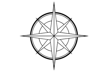 Simple compass rose line sketch