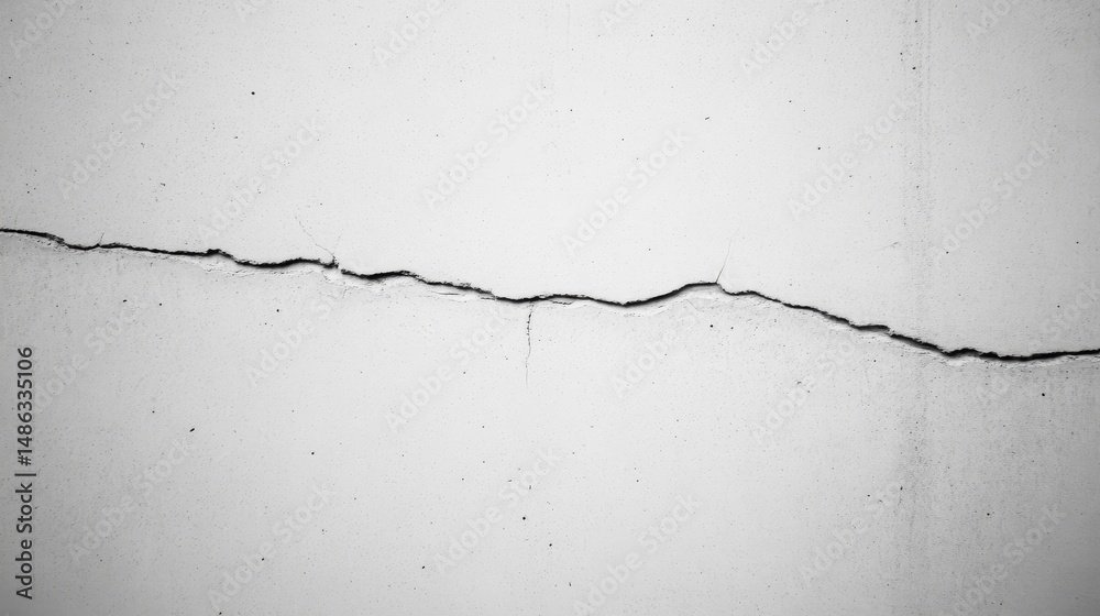 Poster Close-up view of a textured grey concrete wall showcasing subtle cracks and shadows, emphasizing its minimalist and industrial character for design applications