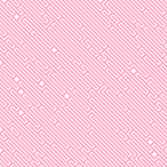 Abstract pink patterned background featuring intricate, flowing white line designs arranged diagonally.