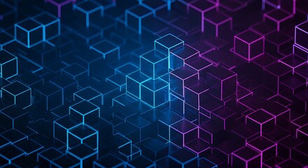 Fototapeta premium Abstract tech-inspired cube grid on dark background