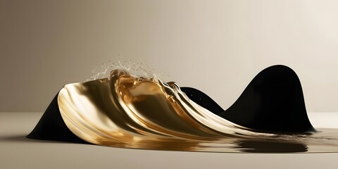A wave of liquid gold crashing over darkened shapes, reflecting resilience and pushing past failure.5