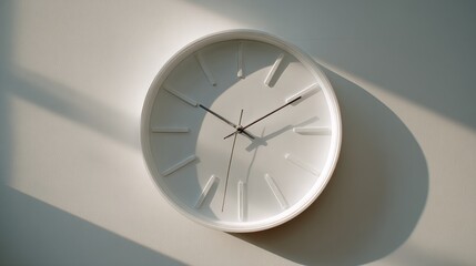 Simple white wall clock in sunlight (1)