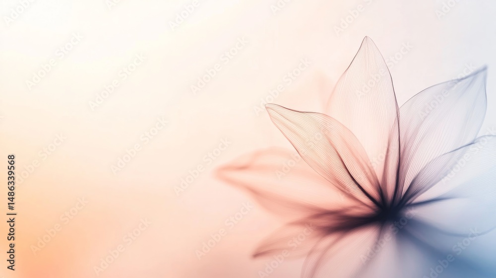 Aufkleber delicate outline of a tuberose flower drawn with soft lines on an abstract background, offering an e