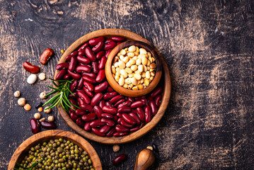 Beans, lentils, soybean, pea and chickpea