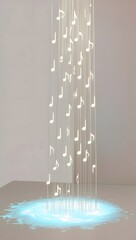 A cascading waterfall of luminous notes flowing gently downwards, dissolving into a pool of vibrant light.7